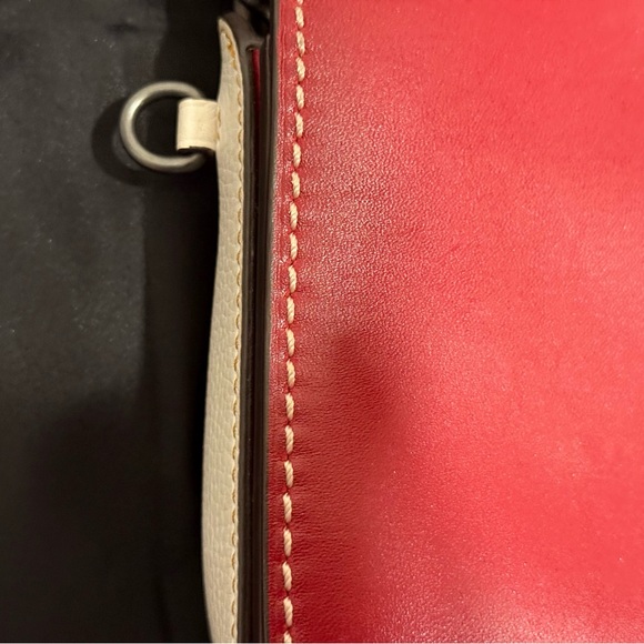 Coach 1941 Dinky 20215 Red & Ivory Turnlock Crossbody Woven Chain Link Strap - Picture 4 of 10